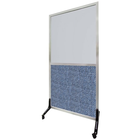 Aarco Freestanding Half Glass/Half Fabric Dividers 72"x48" Sapphire HGH7248745